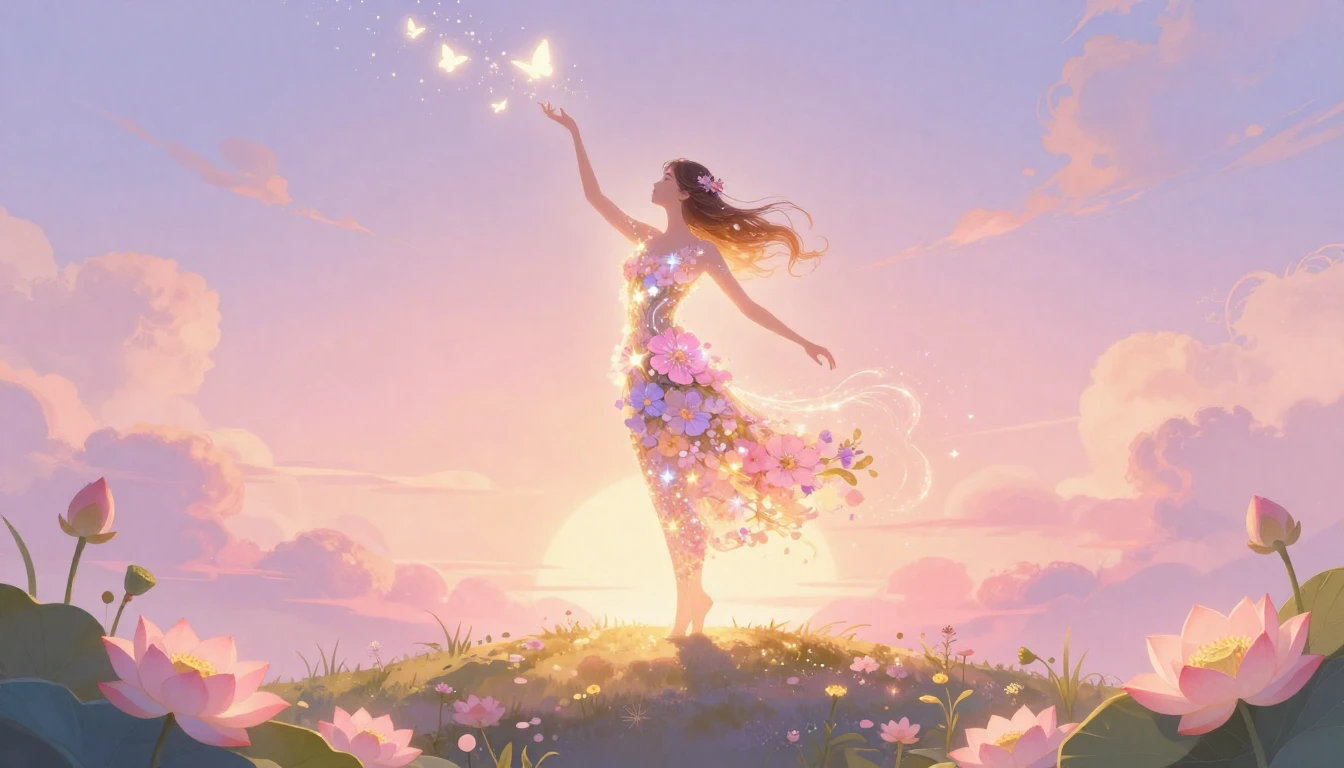A beautiful and ethereal illustration celebrating feminine e...