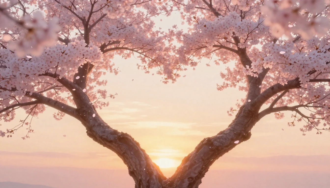 A dreamy and soft composition featuring two intertwining tre...