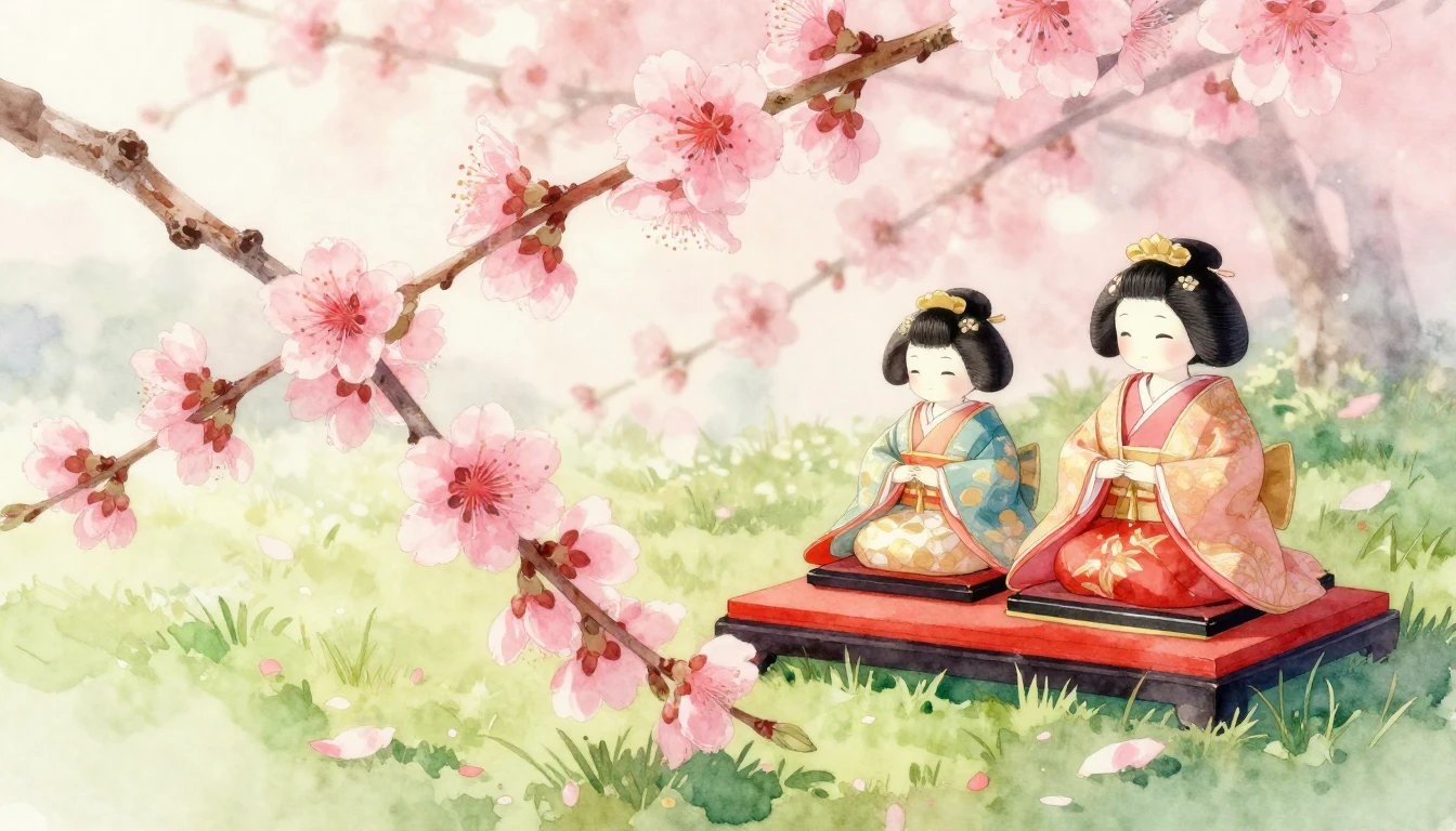 A soft and ethereal watercolor painting representing Hinamat...