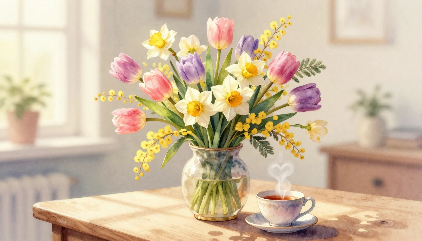 A warm and gentle watercolor painting composition symbolizin...