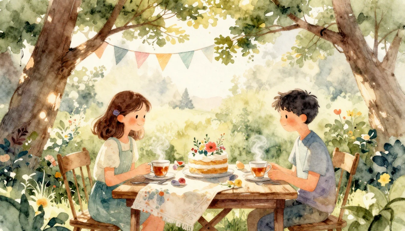A heartwarming and cozy watercolor illustration capturing th...