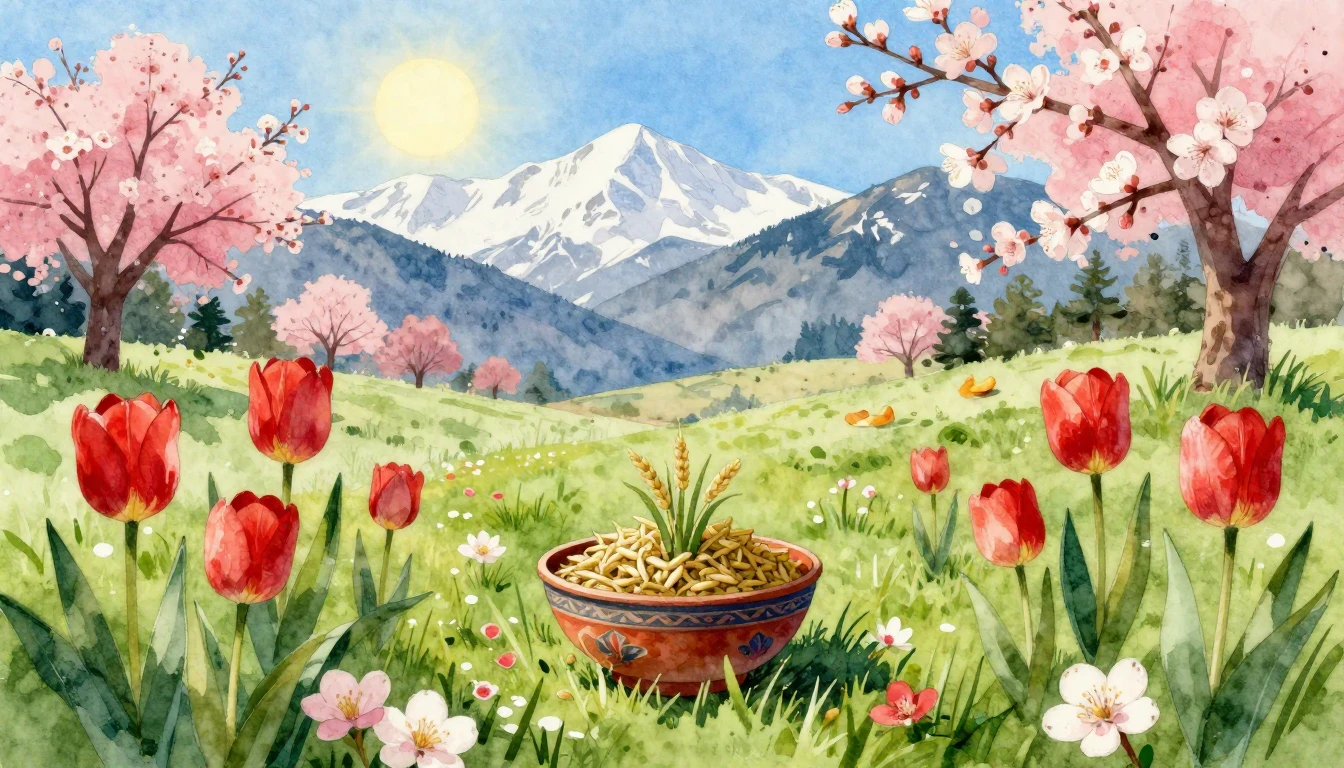 A beautiful, vibrant watercolor painting depicting the essen...