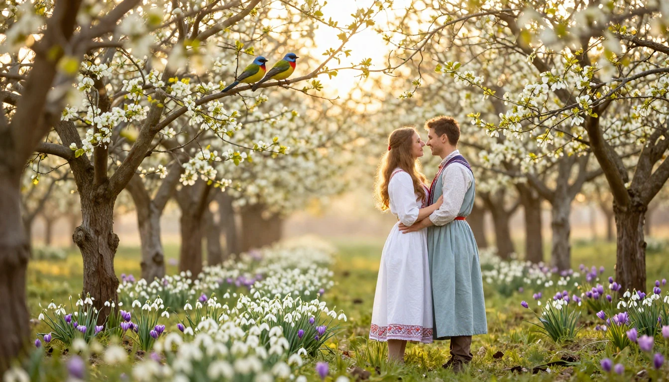 A romantic and ethereal scene celebrating the Romanian holid...