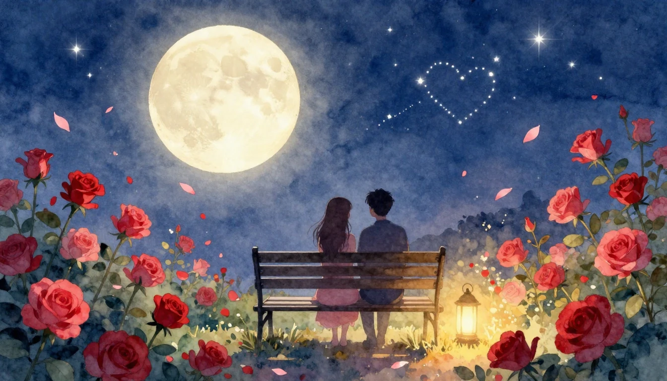 A romantic and dreamy watercolor illustration featuring two ...