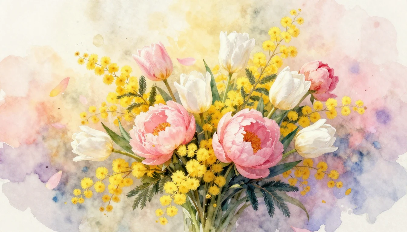 A delicate watercolor painting capturing the essence of spri...