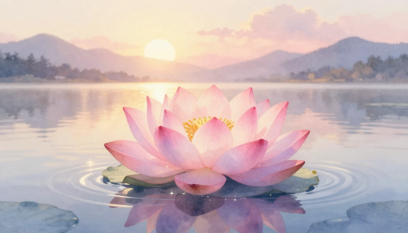 A soft and ethereal watercolor painting depicting a blooming...