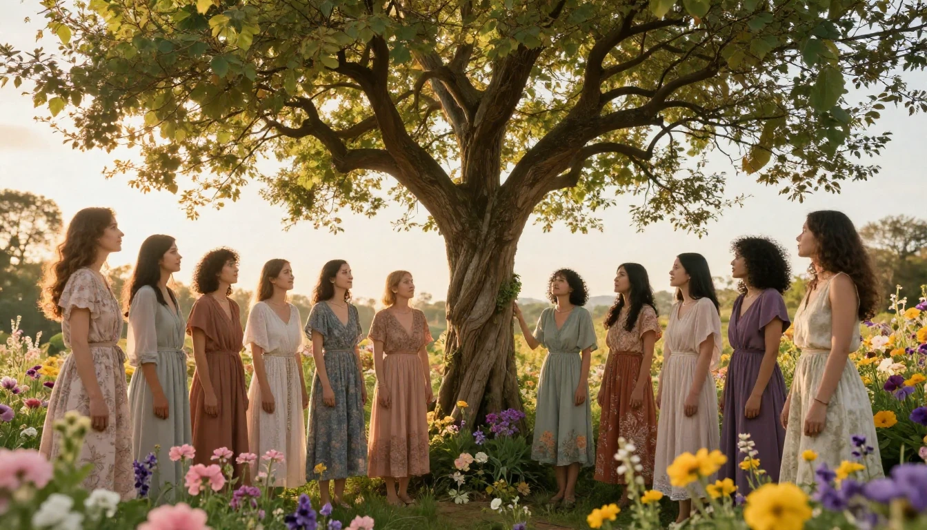 A vibrant and uplifting scene showcasing a diverse group of ...