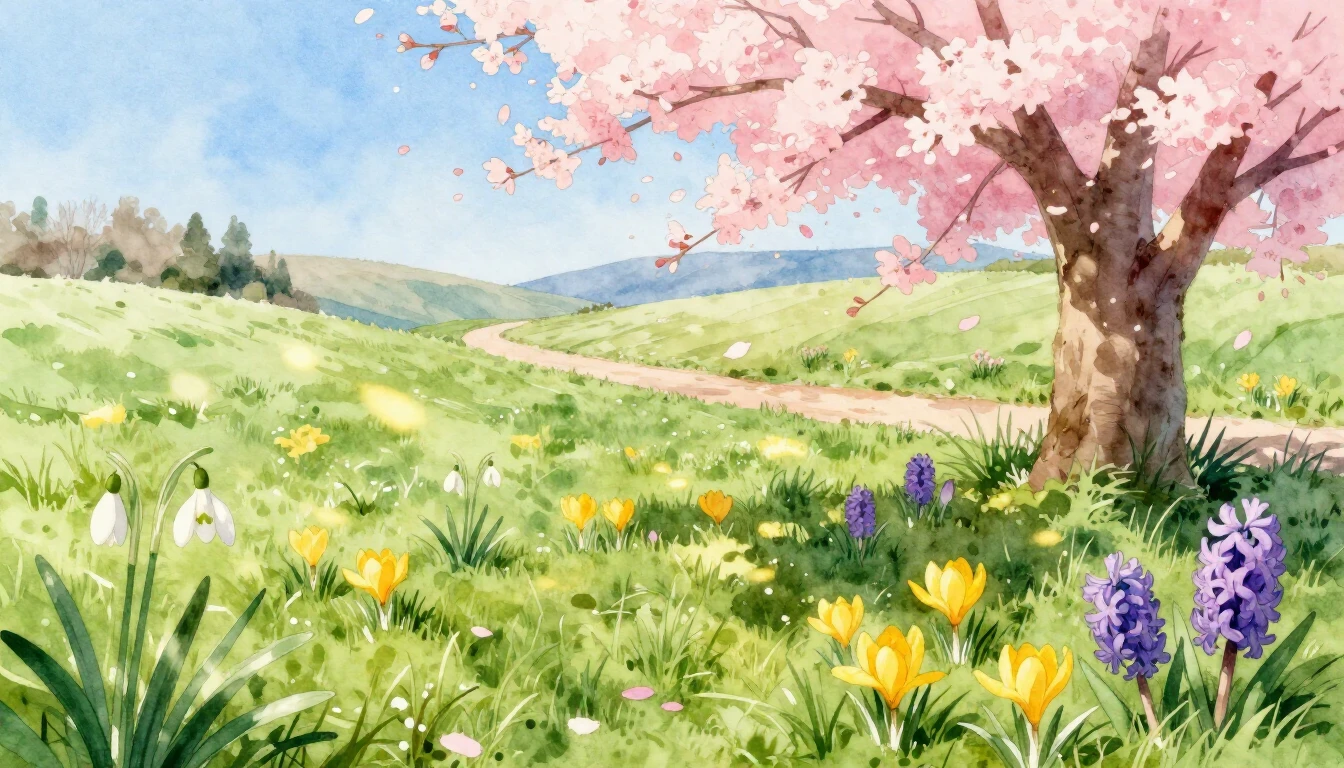 A delicate and vibrant watercolor illustration capturing the...