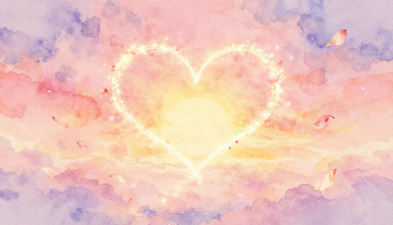 A soft and dreamy watercolor composition representing eterna...