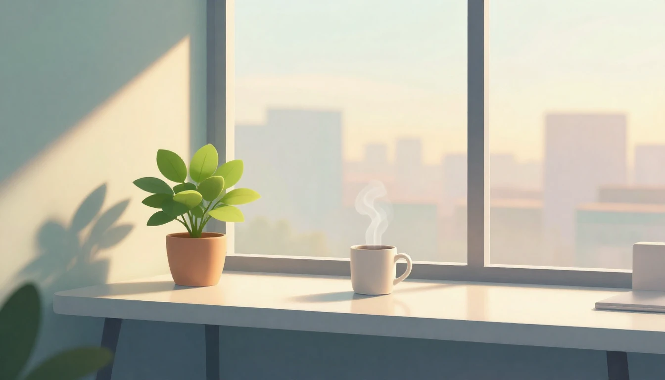 A minimalist digital illustration of a bright, contemporary ...