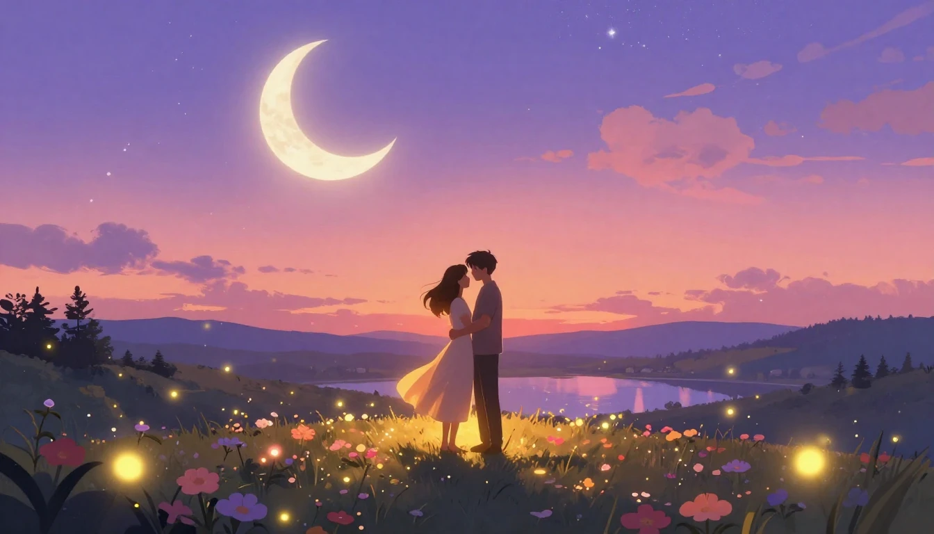 A highly detailed digital art illustration of a romantic cou...