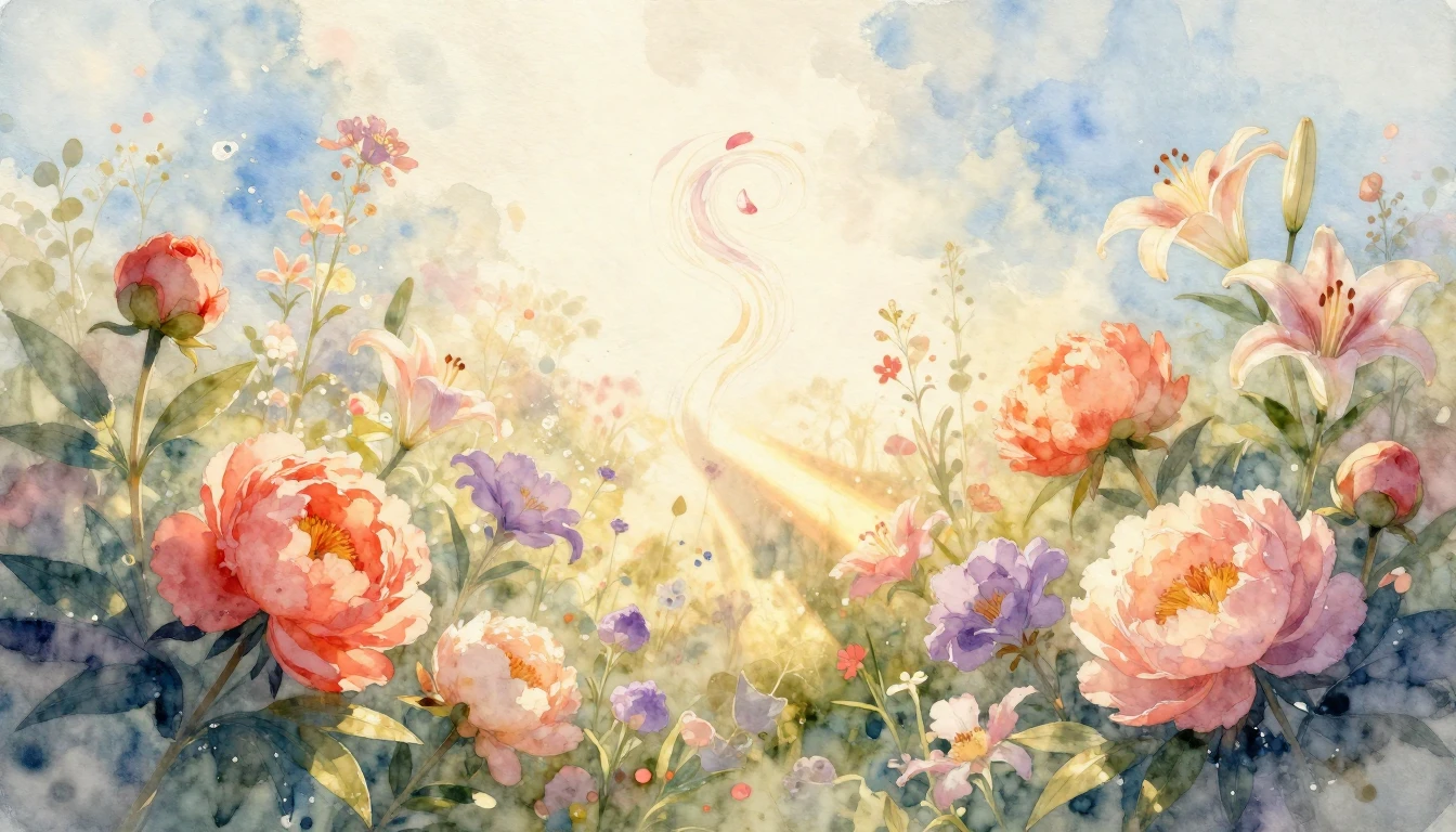 A dreamy and vibrant watercolor painting celebrating feminin...