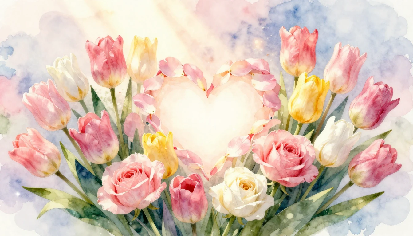 A beautiful, soft watercolor composition symbolizing motherl...