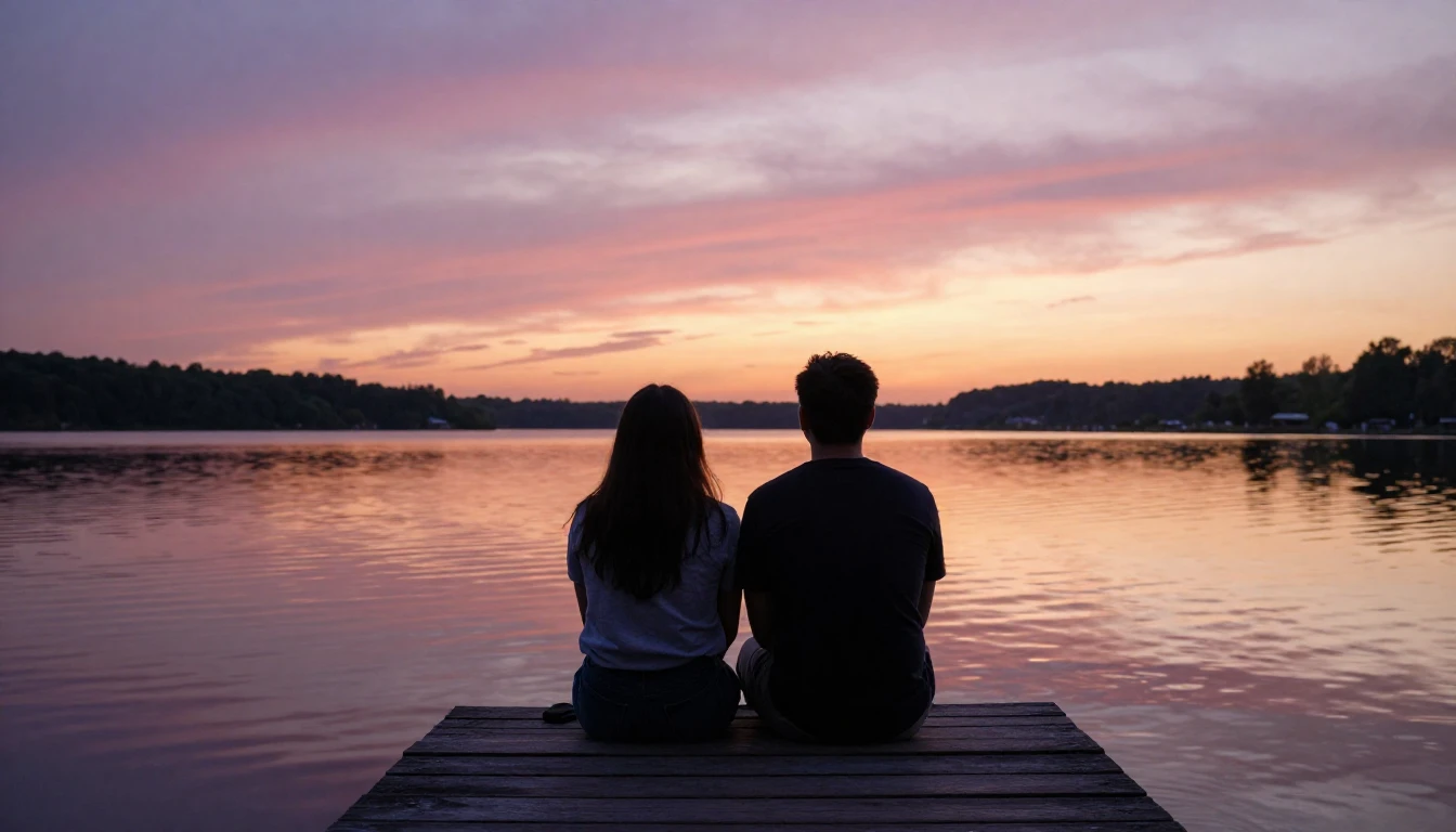 A heartwarming scene of two close friends sitting together o...
