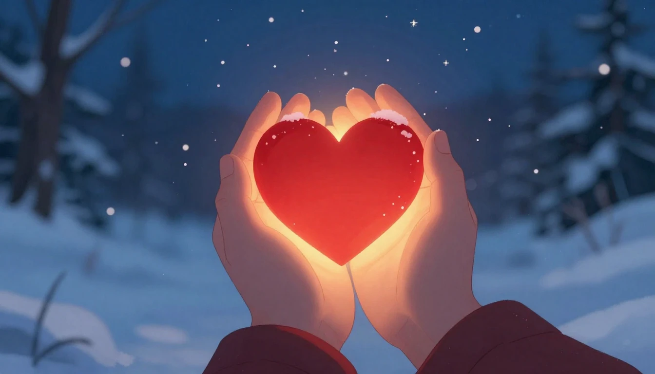 A warm, romantic illustration depicting two intertwined hand...