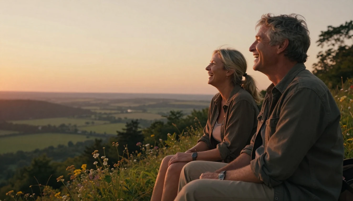 A warm and atmospheric cinematic scene of two lifelong frien...