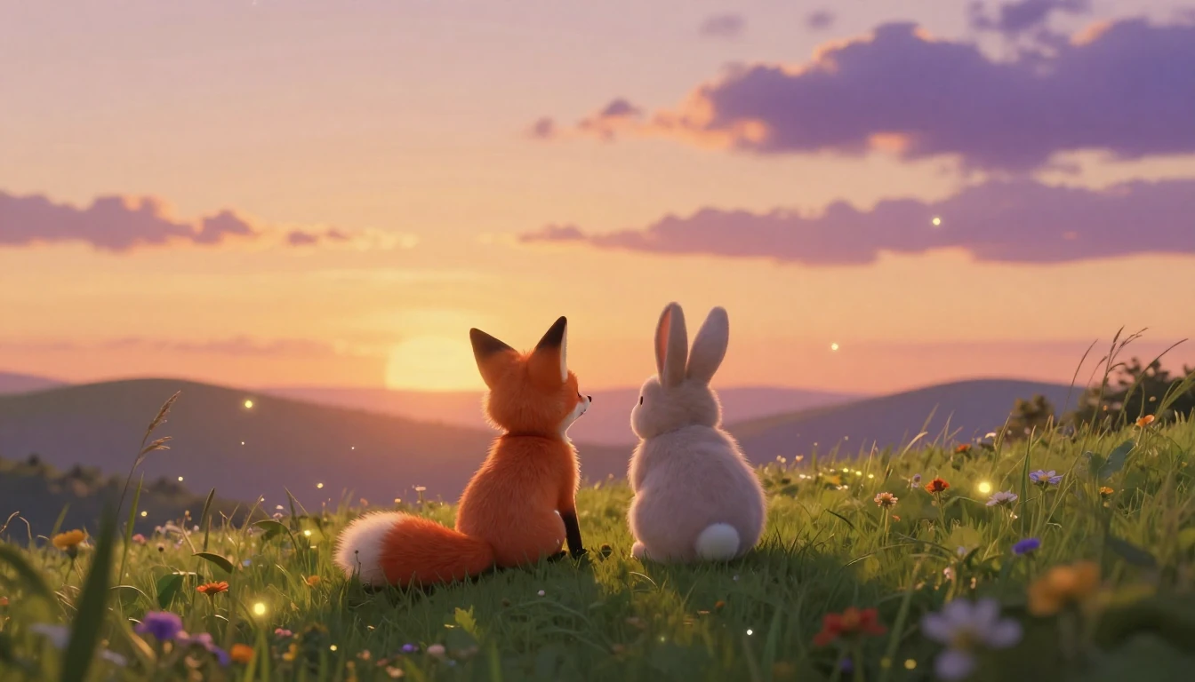 A heartwarming scene of two adorable animal friends, a small...