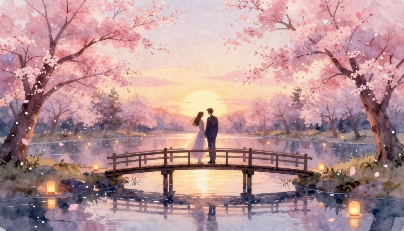 A soft and dreamy watercolor illustration capturing a serene...