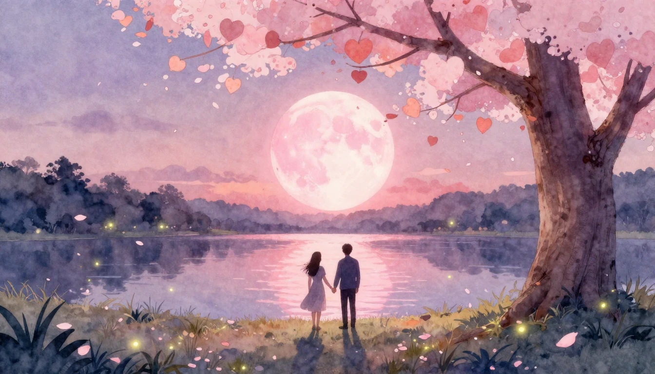 A dreamy and romantic watercolor painting featuring a magica...