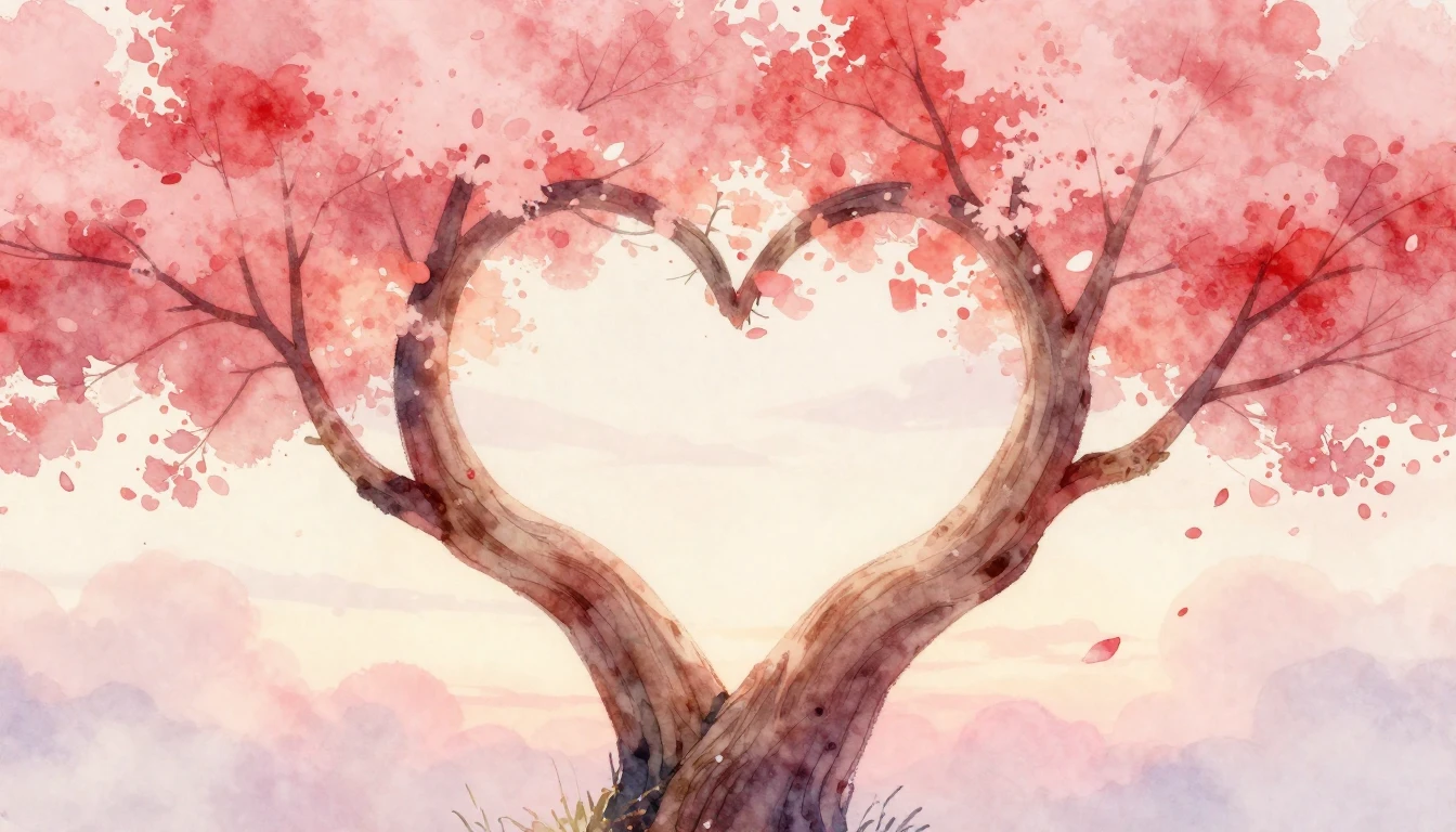 A soft and dreamy watercolor illustration depicting two inte...