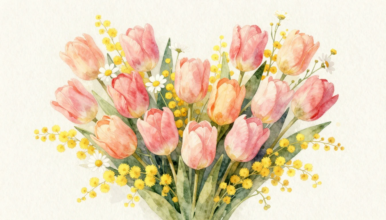 A gentle and artistic watercolor painting depicting a lush, ...