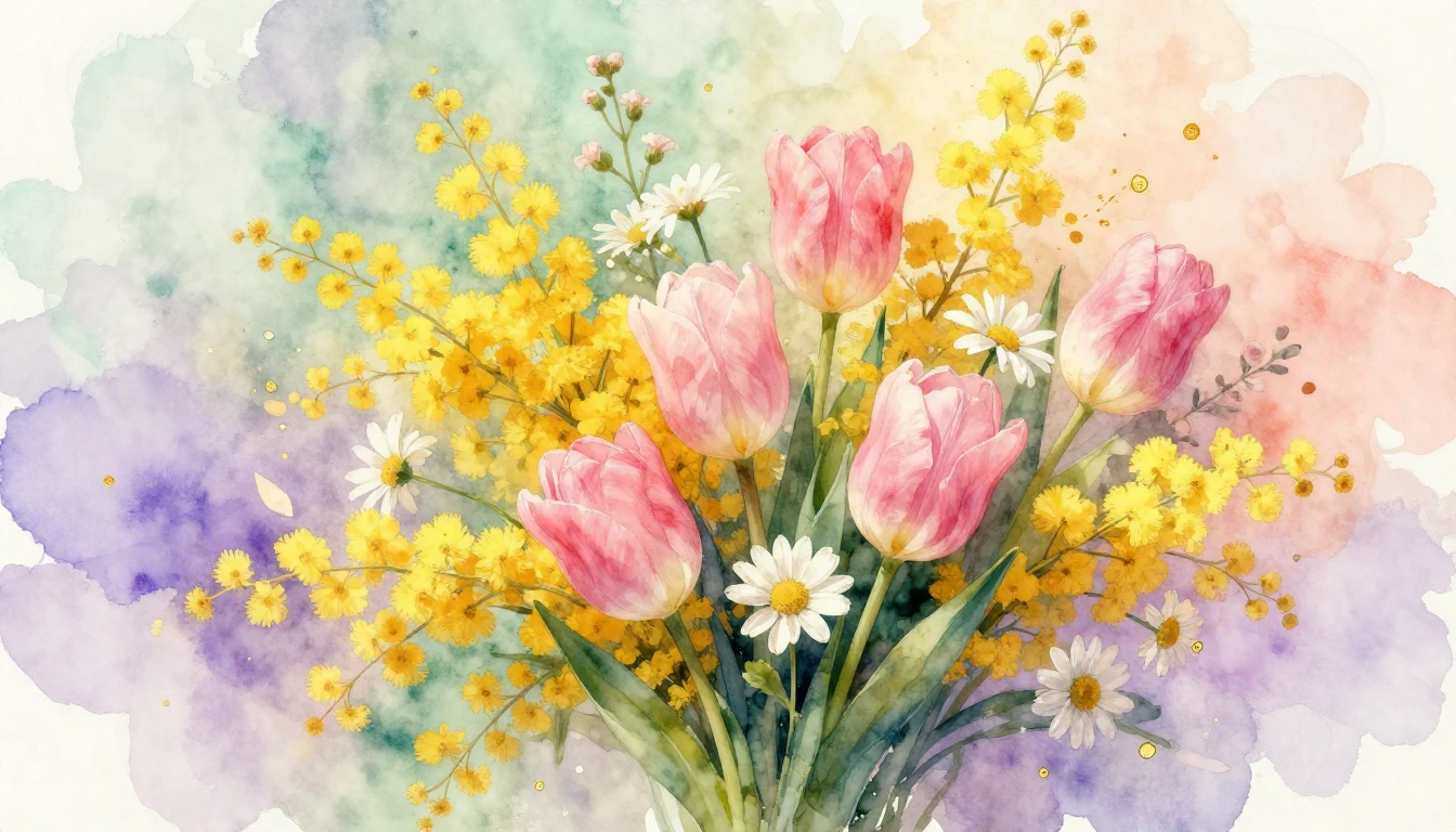 A beautiful and vibrant watercolor painting celebrating femi...