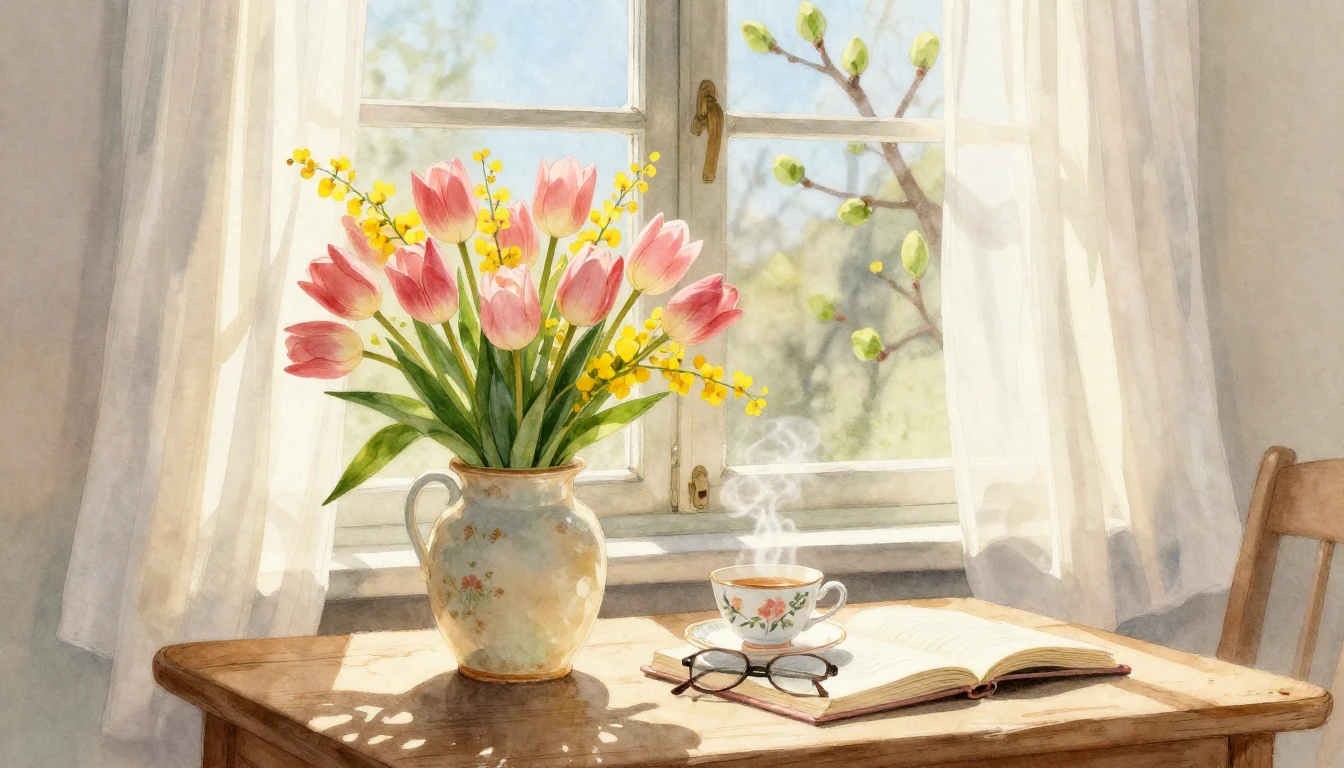 A soft and heartwarming watercolor illustration capturing th...