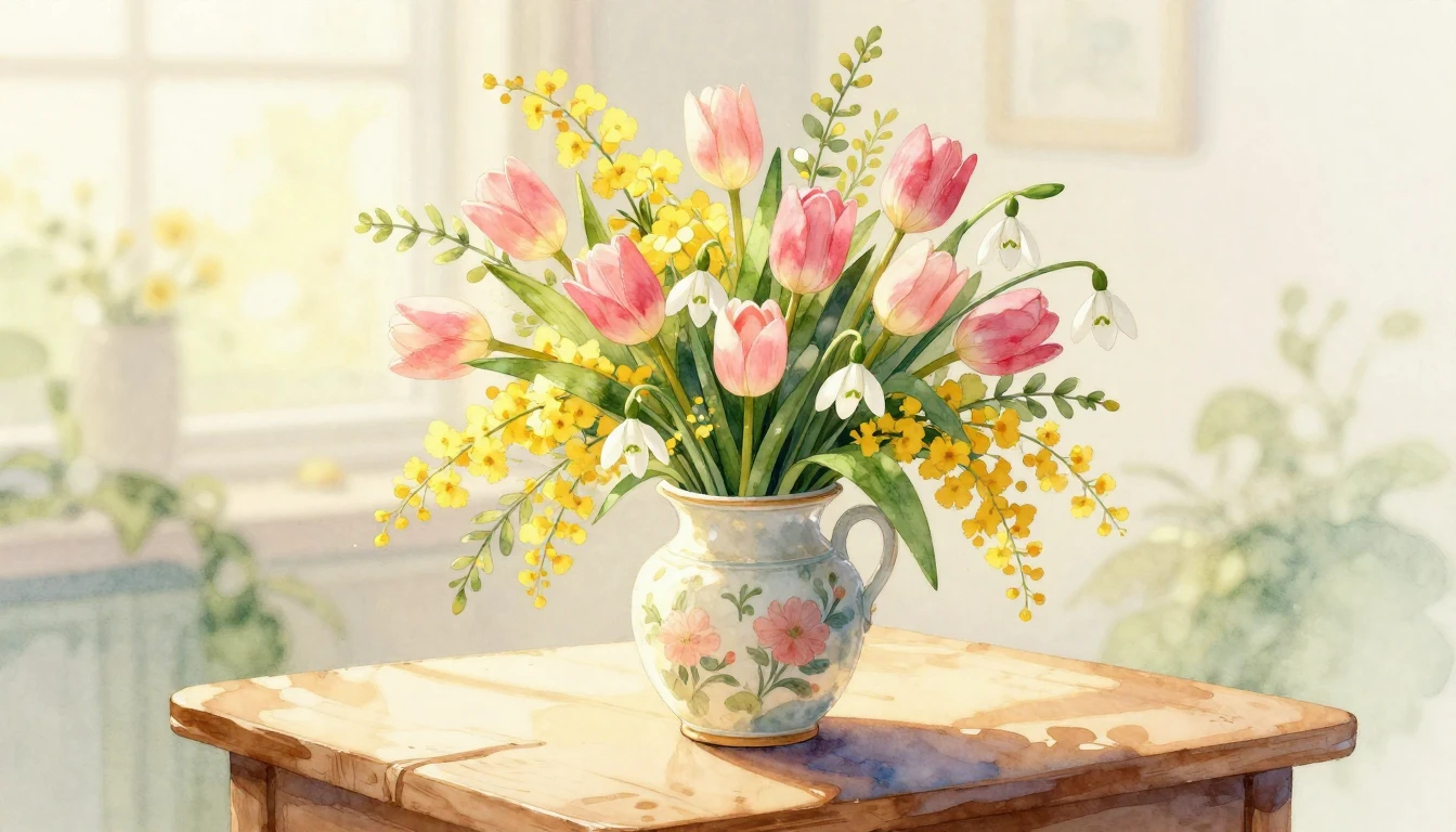 A beautiful and gentle watercolor painting illustration cele...