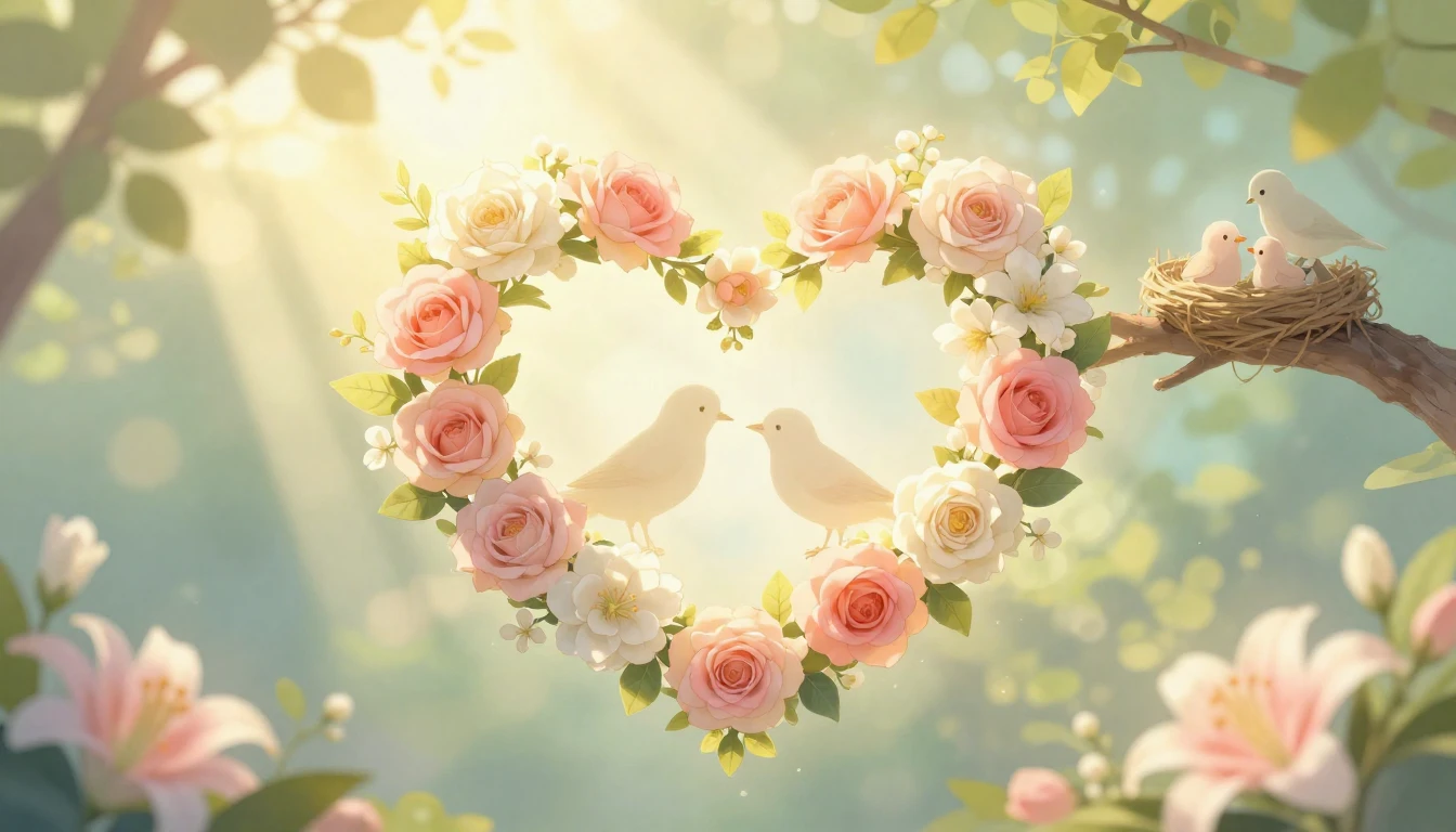 A heartwarming and soft illustration symbolizing motherly lo...