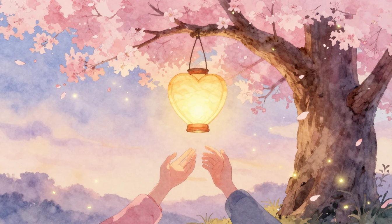 A soft and dreamy watercolor illustration depicting a pair o...