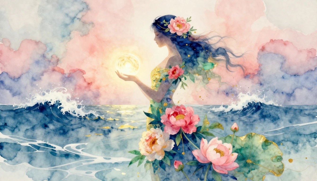 A beautiful abstract and symbolic watercolor painting repres...