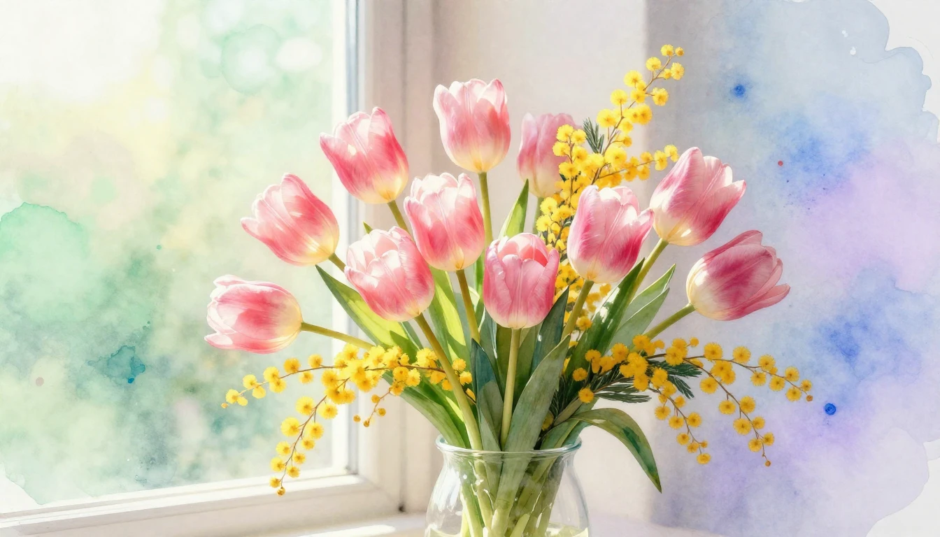 A delicate watercolor painting capturing the essence of spri...