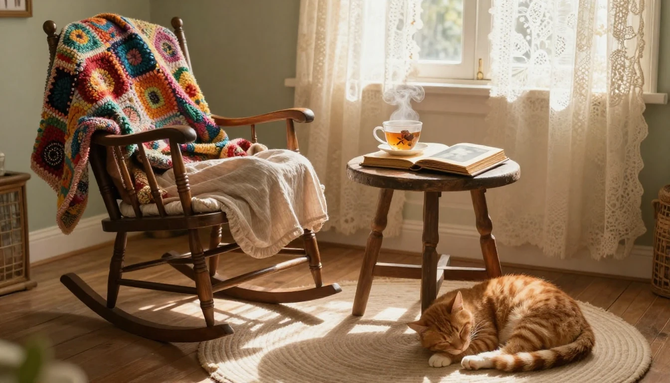 A cozy and heartwarming scene representing a grandmother's l...