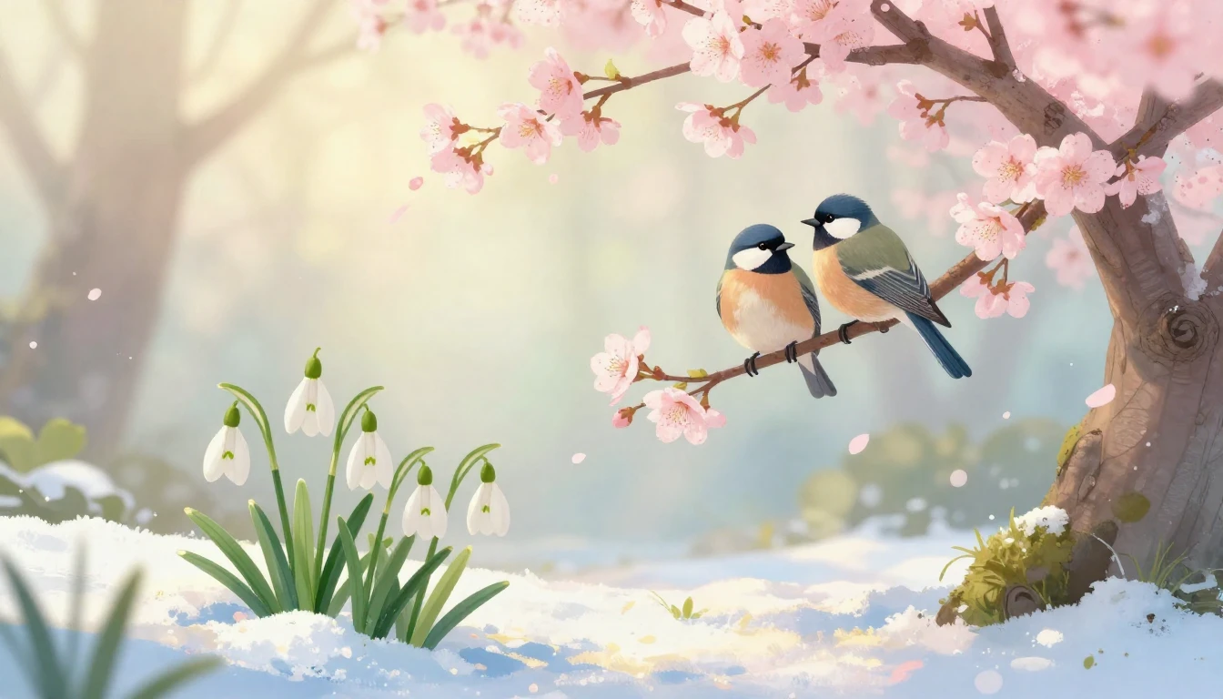 A soft and romantic illustration symbolizing the arrival of ...