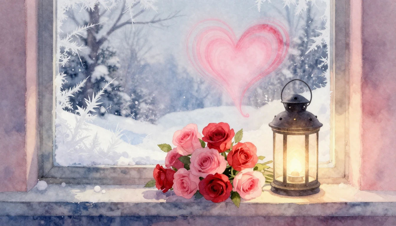 A soft and dreamy watercolor illustration depicting a romant...