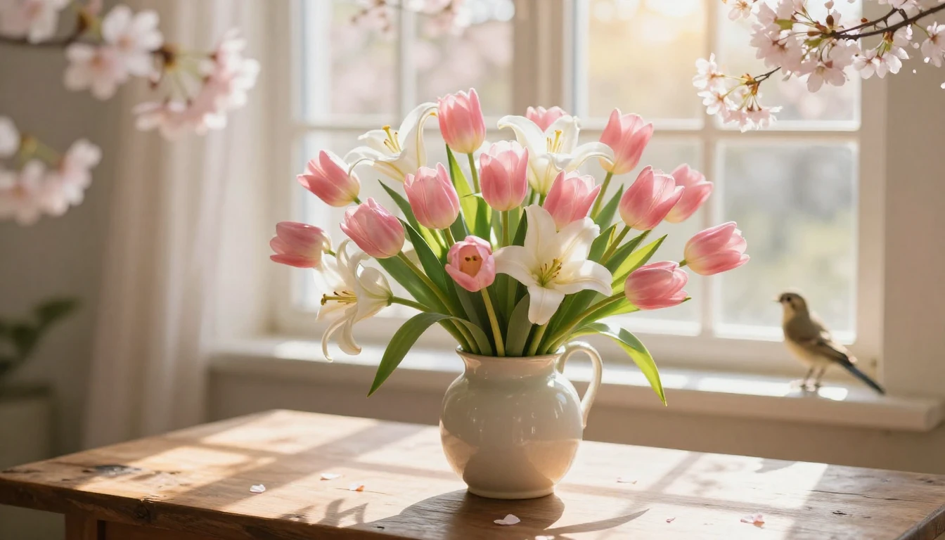 A breathtakingly beautiful spring composition featuring a lu...