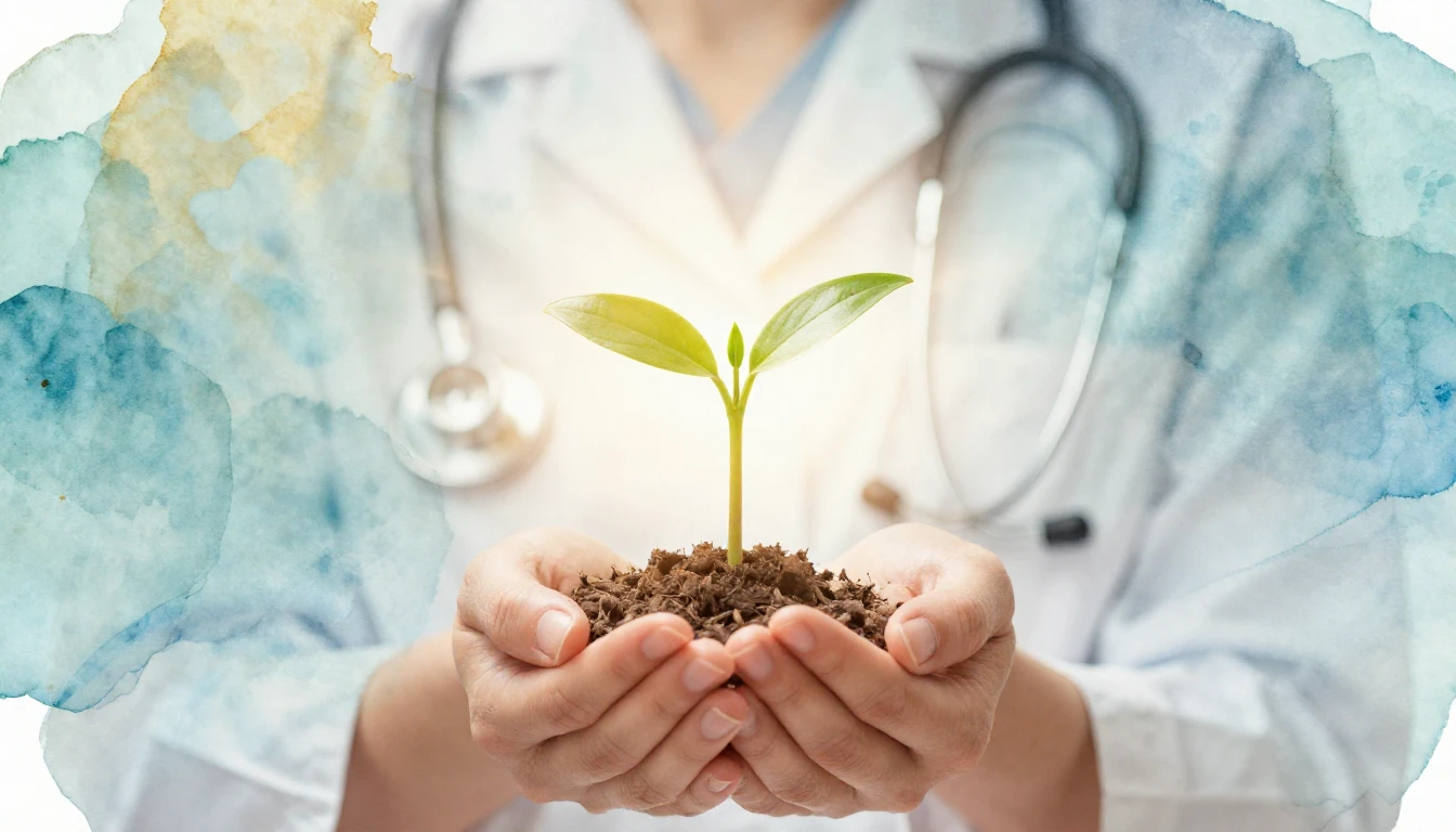 A serene and uplifting scene featuring a pair of gentle hand...