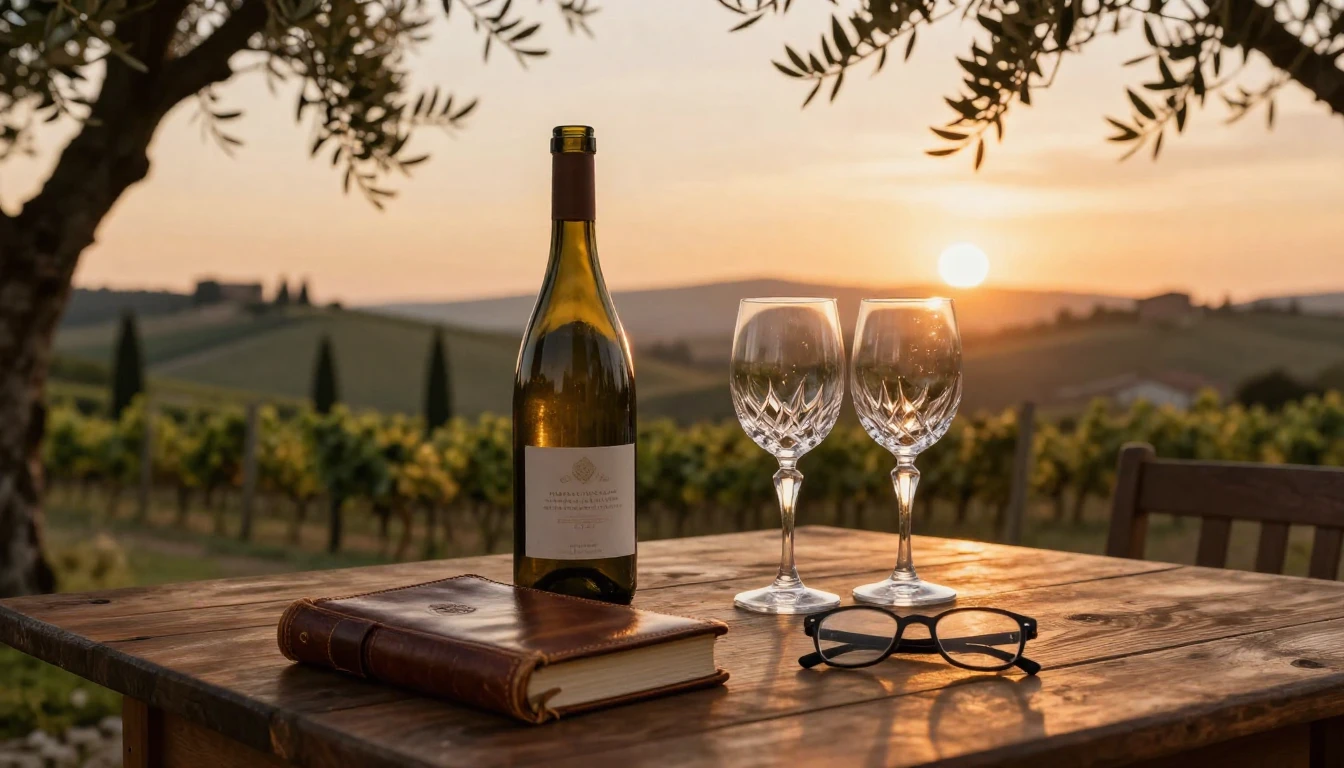 A warm and inviting scene on a rustic Italian terrace during...