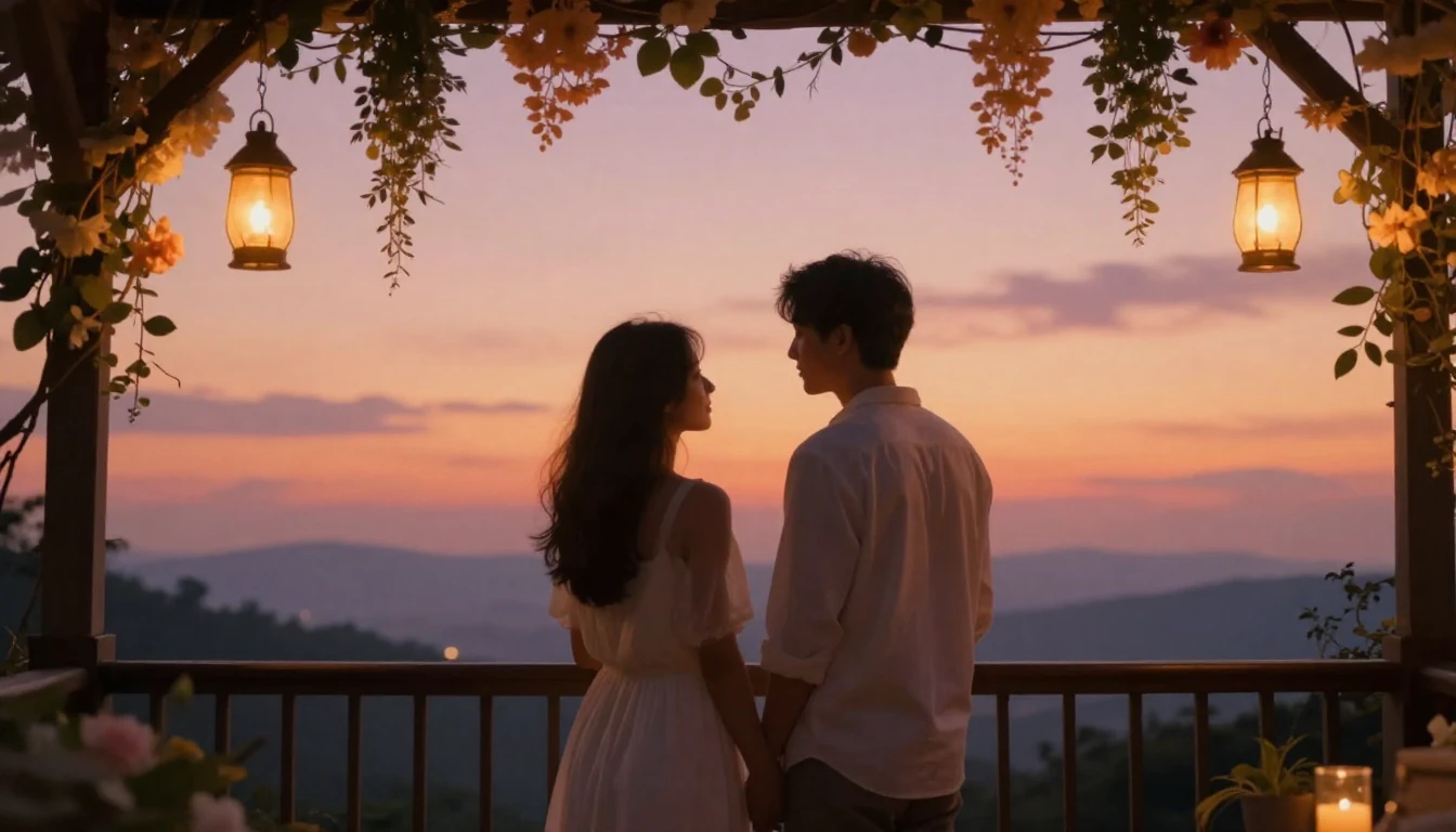 A romantic and heartwarming scene of a couple standing toget...