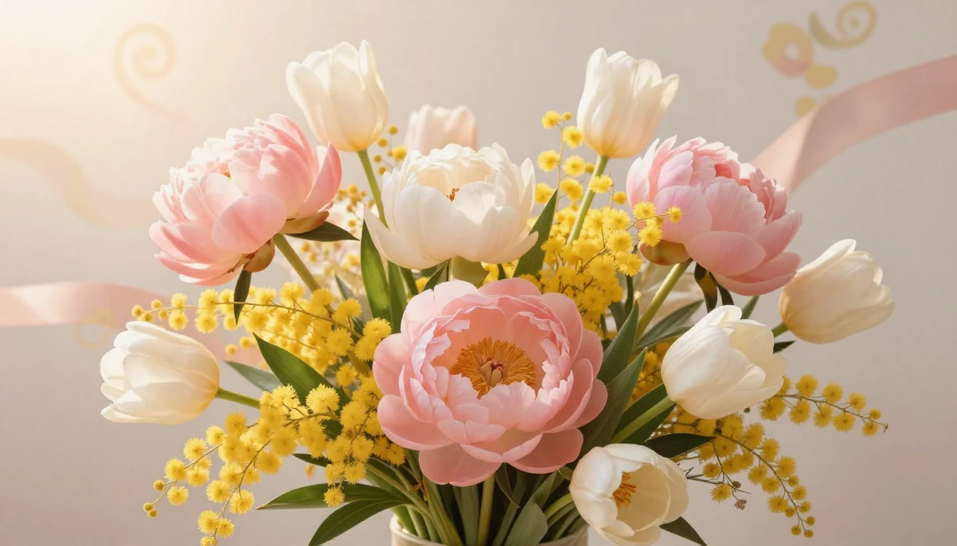 A soft and elegant artistic composition celebrating Internat...