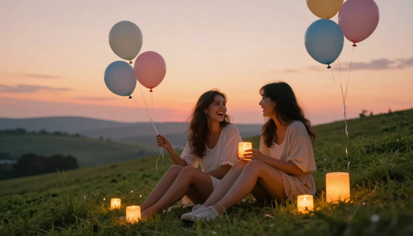 A heartwarming and cozy scene depicting two best friends sit...