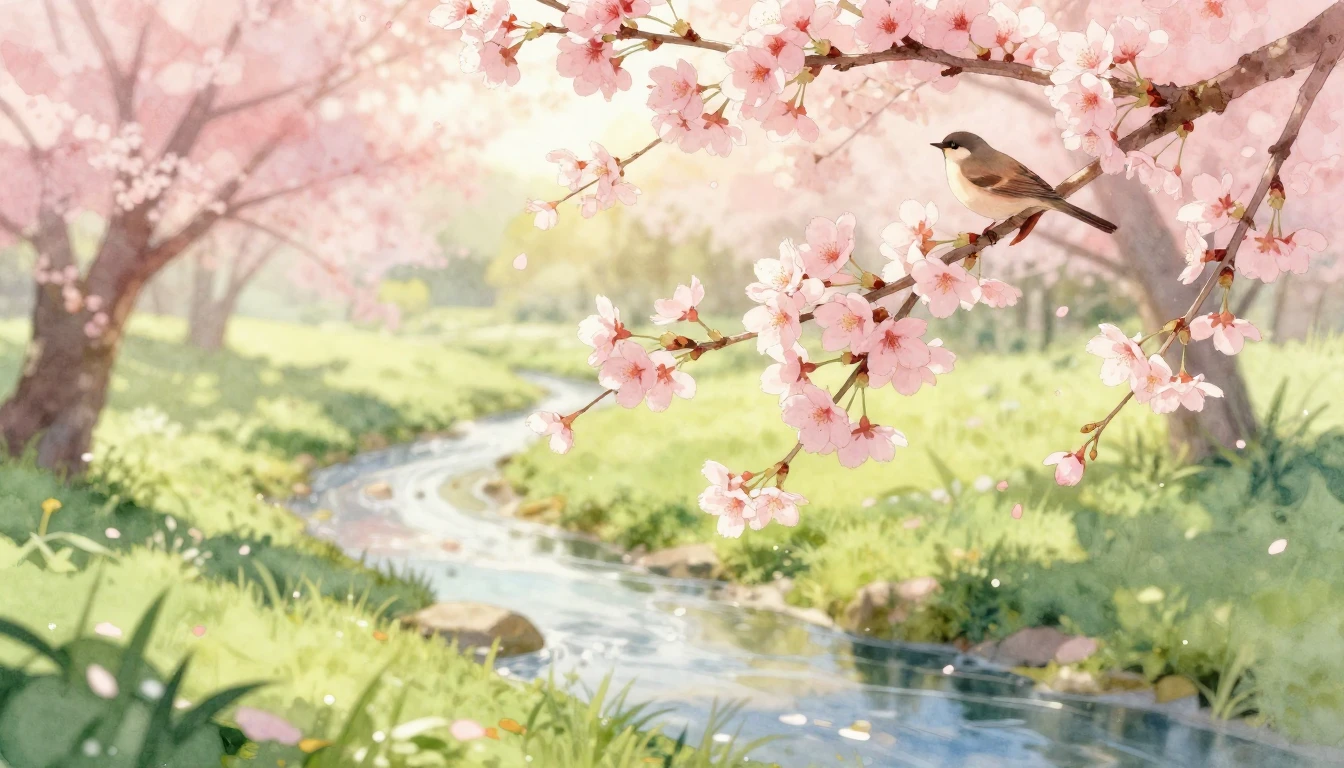 A soft and dreamy watercolor painting illustrating the arriv...