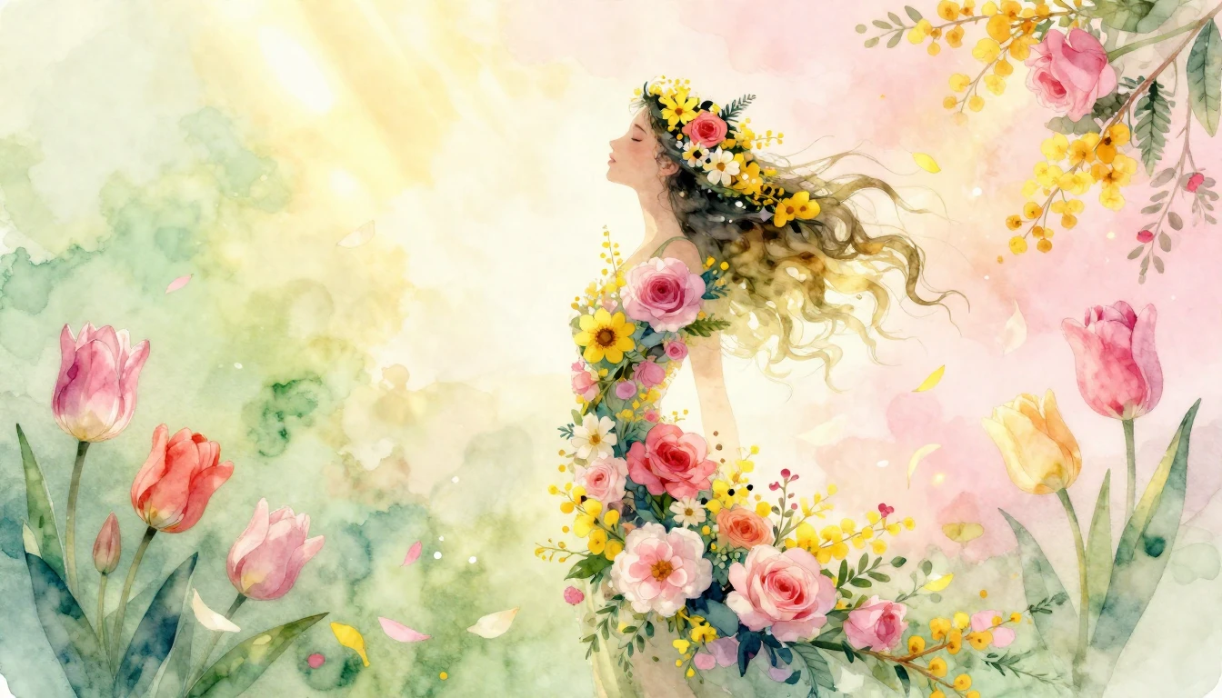 A dreamy and artistic watercolor painting celebrating Intern...