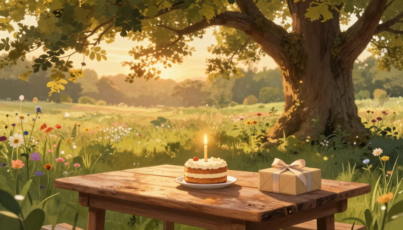 A warm and inviting illustration featuring a serene outdoor ...