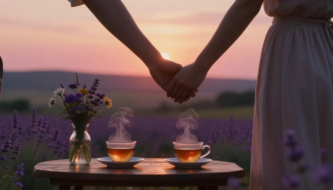 A romantic and cozy scene featuring two silhouetted figures ...