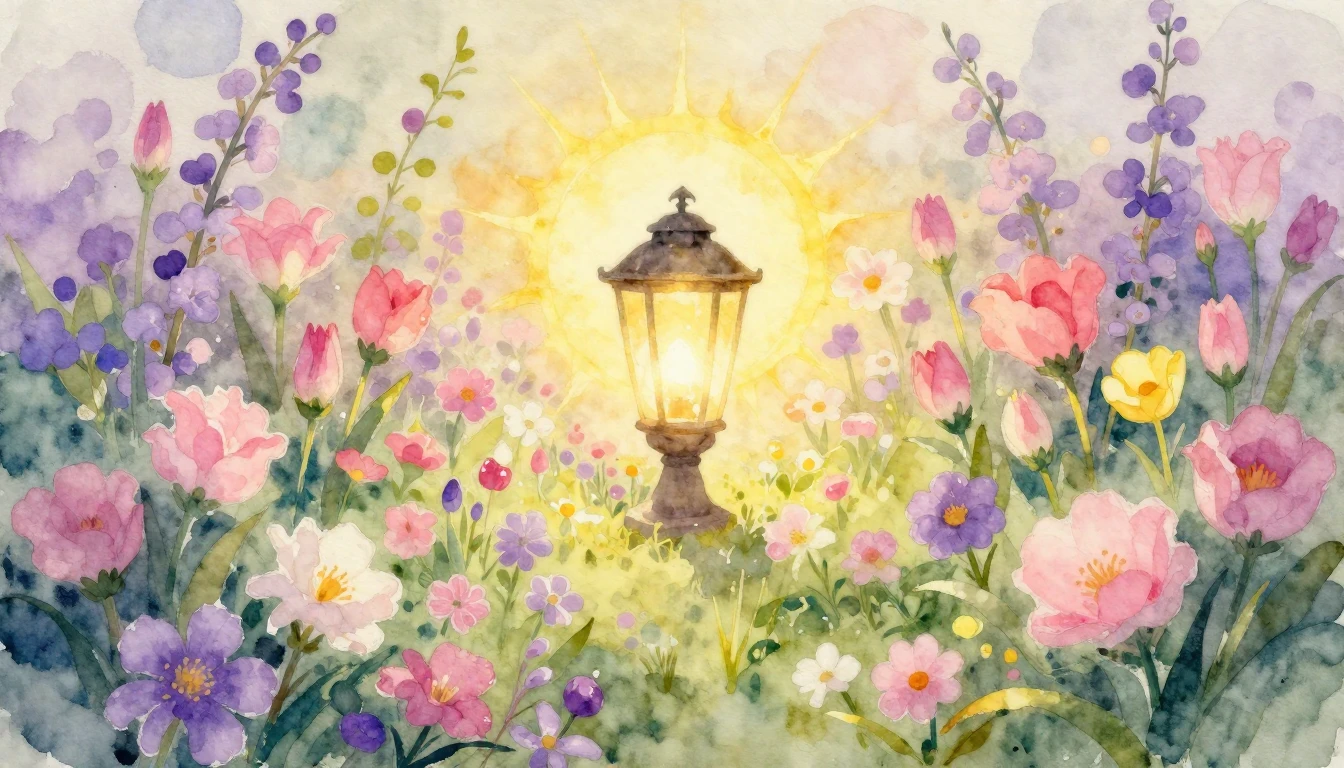 A delicate and vibrant watercolor painting of a diverse gard...