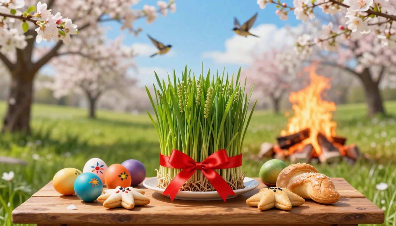 A vibrant and magical spring celebration scene representing ...