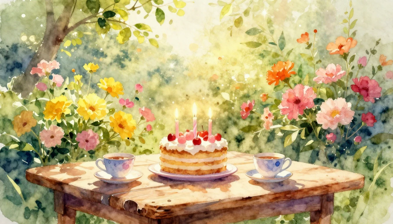 A soft and vibrant watercolor painting depicting a warm birt...