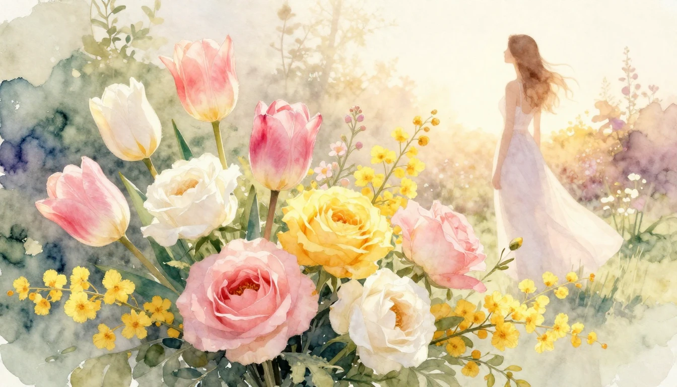 A soft and dreamy watercolor composition celebrating Interna...