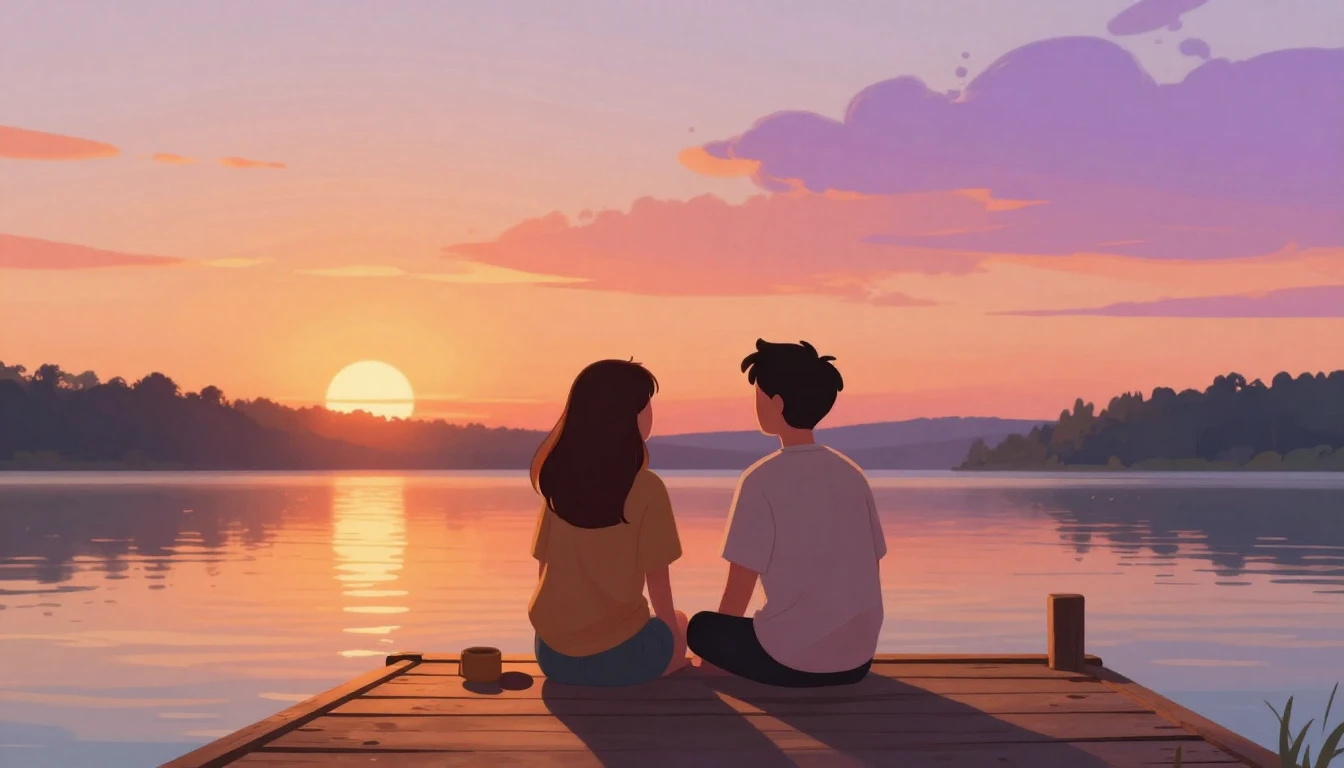 A heartwarming digital art illustration showing two close fr...